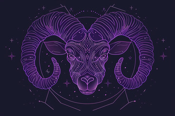 Wall Mural - astrological abstract composition with concept of aries zodiac sign symbol, abstract vivid compositi