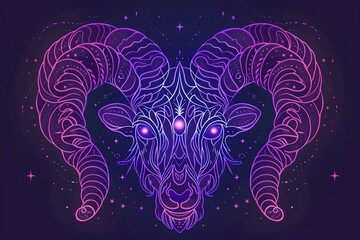 Wall Mural - astrological abstract composition with concept of aries zodiac sign symbol, abstract vivid compositi