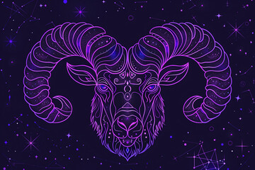 Wall Mural - astrological abstract composition with concept of aries zodiac sign symbol, abstract vivid compositi