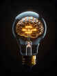 © amnach - A clear glass light bulb is shaped like a human brain. Intelligence concept and problem solving. Created with Generative AI.