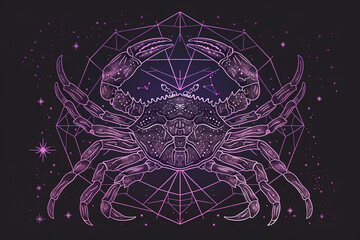Wall Mural - astrological abstract composition with concept of cancer zodiac sign symbol, abstract vivid composit