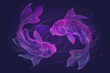 Wall Mural - astrological abstract composition with concept of pisces zodiac sign symbol, abstract vivid composit