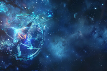 Wall Mural - astrological abstract composition with zodiac circle in signs and symbols, abstract vivid compositio