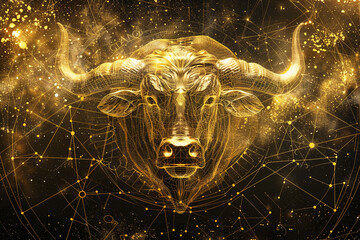 Wall Mural - astrological abstract composition with concept of taurus zodiac sign symbol, abstract vivid composit