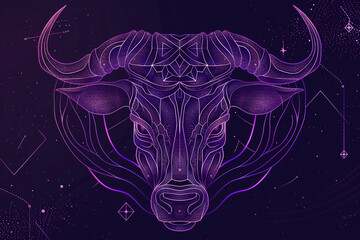 Wall Mural - astrological abstract composition with concept of taurus zodiac sign symbol, abstract vivid composit