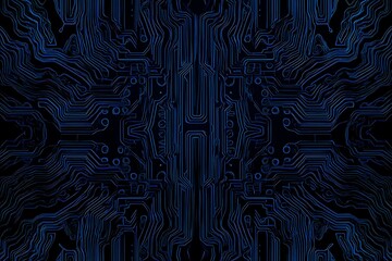 abstract close-up of a glowing blue digital circuit board, showcasing intricate connections and tech