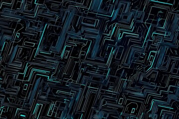 abstract close-up of a glowing blue digital circuit board, showcasing intricate connections and tech