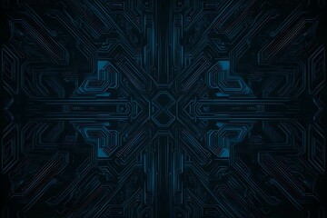 abstract close-up of a glowing blue digital circuit board, showcasing intricate connections and tech