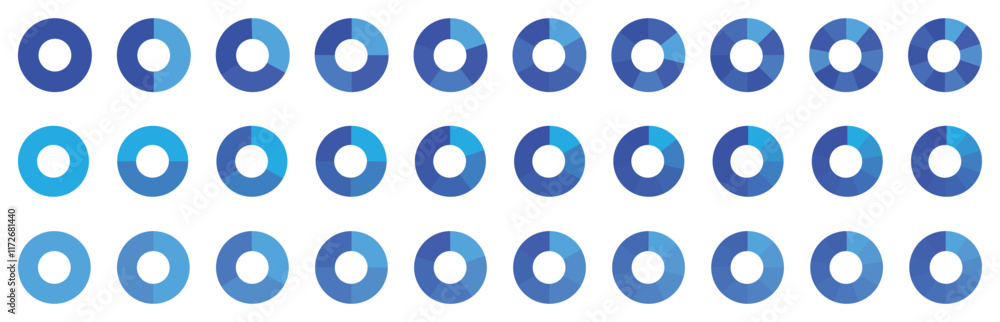Pie chart infographic set. Circle diagram collection with sections or ...
