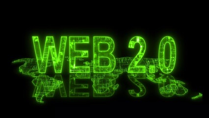 3d web 2.0 text technology earth map glow green