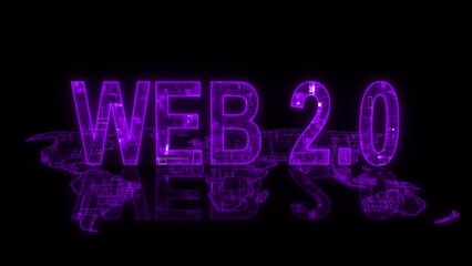 3d web 2.0 text technology earth map glow purple