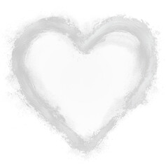 Poster - black heart outlined with faint white brush strokes, isolated on transparent background, creating minimalist and artistic design