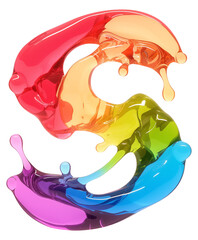 Poster - Abstract rainbow colored resin sculpture forming dynamic and fluid shape, symbolizing creativity and diversity with vibrant hues and glossy texture