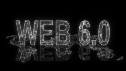 3d web 6.0 text technology earth map white glow