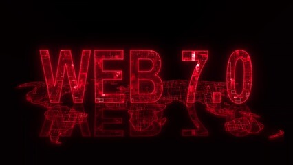 3d web 7.0 text technology earth map red glow