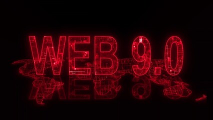 3d web 9.0 text technology earth map red glow