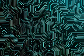 abstract close-up of a glowing blue digital circuit board, showcasing intricate connections and tech