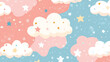 © brook - Whimsical Stars and Clouds Pattern in Pastel Tones