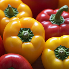 Wall Mural - Close-up of yellow and red peppers. background of red and yellow peppers.