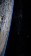 Wall Mural - Earth rotating in space, Chile coastline south america, showing clouds and sunlight reflecting on pacific ocean. Animation vertical video based on image by nasa