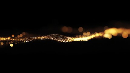 Wall Mural - a mesmerizing wave of golden particles shimmering against a dark backdrop, creating a sense of depth