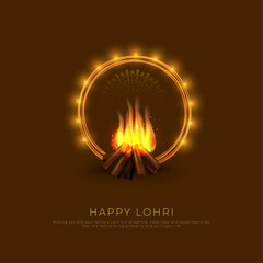 Wall Mural - Happy Lohri Holiday Background and Flyer Template. Punjabi Festival Lohri Banner and Poster Design Vector Illustration. Lohri Festival Social Media Post Design