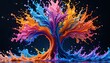 © Aldiwftr - Vibrant Rainbow Paint Tree: A Digital Masterpiece