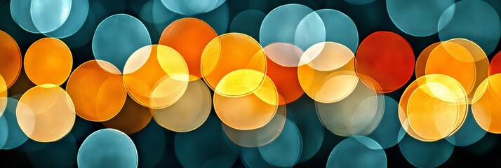 Wall Mural - Bokeh Circles, Colorful Overlapping Watercolor Effect Background with Copy Space for Design