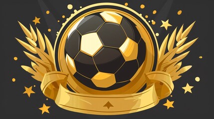 Golden Football Badge for Active Lifestyle and Energy Team Promotion