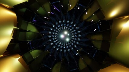 Wall Mural - Abstract background 3D animation shiny glass and metal reflective objects movement rotation play of light.