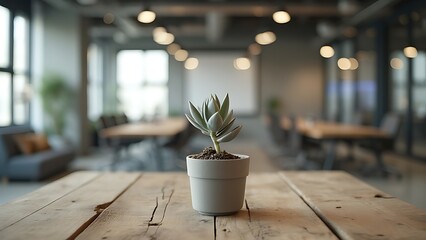 Wall Mural - A blurred background of an empty, contemporary office space sets scene for a professional environment with clean lines and modern design 