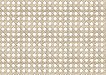 Material rattan woven lattice panels seamless pattern, background and decorating. A pattern of squares and triangles is shown in a tan color