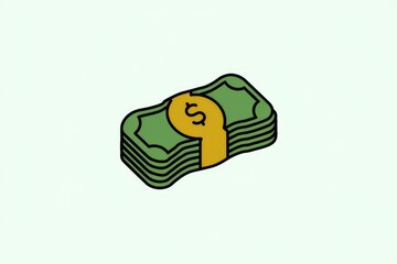 Aufkleber - A stack of dollar bills, an illustration of money and finance.