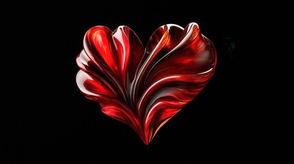 Wall Mural - Artistic red heart sculpture with flowing textures