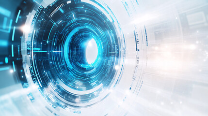 Poster - A light-colored technology curve with white and blue accents, set against a light background, creating a futuristic, dynamic, and sleek design.

