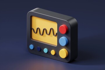 Poster - A 3D rendering of a retro-styled device displaying a waveform, featuring colorful buttons.