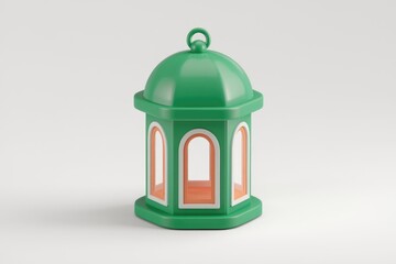 Aufkleber - A green stylized lantern with an orange and white trim, perfect for Ramadan or Eid.