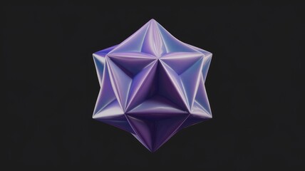 Aufkleber - A 3D rendering of a purple, iridescent, geometric star-shaped object against a transparent background.
