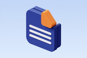 Leinwandbilder - 3D isometric icon representing a document with folded corner, symbolizing files or data.