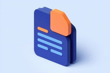 Leinwandbilder - A 3D isometric illustration of a document icon, showcasing a modern and minimalist design.