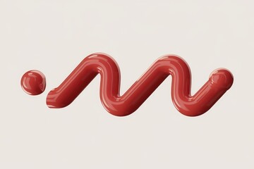 Aufkleber - Abstract red glossy wave form with a small sphere, suggesting fluidity and movement.