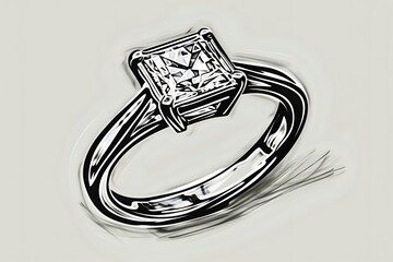 Wall Mural - wedding ring with square diamond