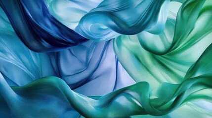 Poster - Abstract flowing fabric in shades of blue and green