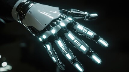 Robotic Hand with Glowing Lights: A Glimpse into the Future of Technology