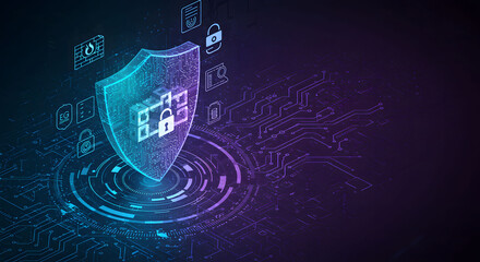ia generated. cyber security concept. lock symbol from lines and triangles, point connecting network