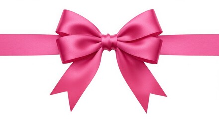 Pink Satin Ribbon Bow Isolated on White Background