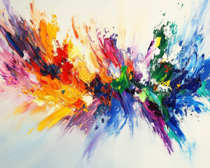 Wall Mural - A painting of a rainbow with a splash of color