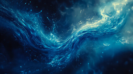 Wall Mural - A blue wave with a lot of sparkles in the water