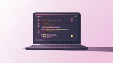 Laptop displaying lines of code.