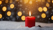 © matildica2 - A glowing candle flickers warmly in a festive New Year's scene, surrounded by sparkling decorations and holiday cheer